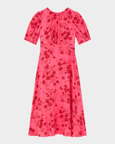 LK Bennett Jem Floral-Print Seersucker Midi Dress