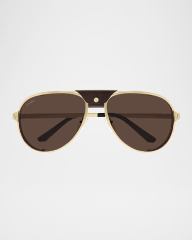 Cartier Men's CT0296SM Metal Aviator Sunglasses