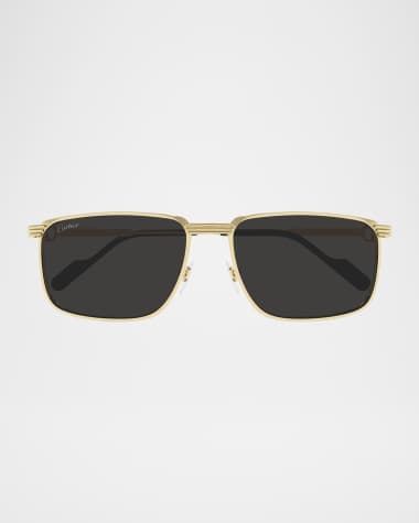 Cartier Men's CT0534SM Metal Rectangle Sunglasses