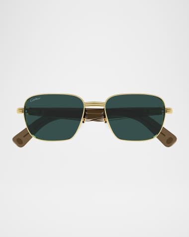 Cartier Men's CT0538SM Metal Rectangle Sunglasses