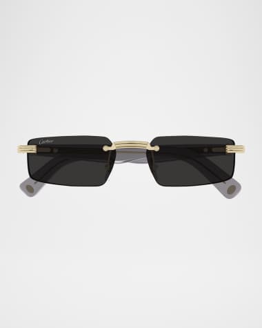 Cartier Men's CT0537SM Metal Rectangle Sunglasses