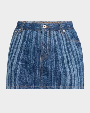 Jean Paul Gaultier Spiral Print Denim Mini Skirt