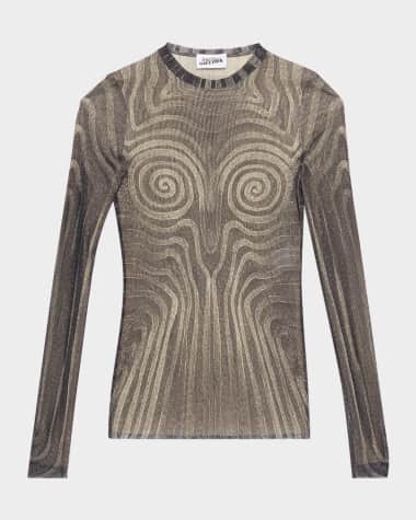 Jean Paul Gaultier Spiral Print Mesh Top