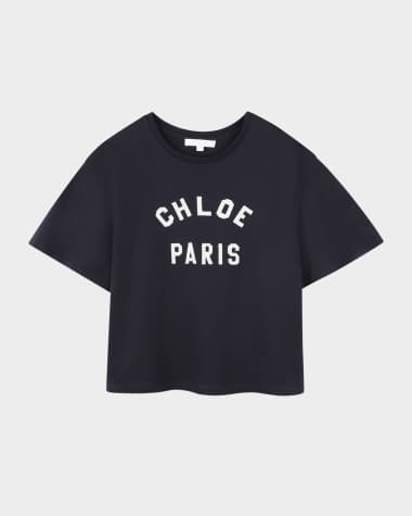 Chloe Girl's Logo-Print Cotton T-Shirt, Size 4-6
