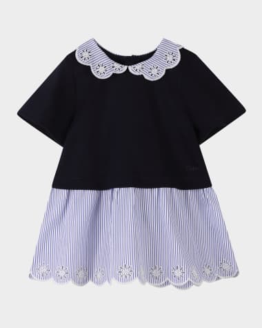Chloe Girl's Short-Sleeve Embroidered Combo Dress, Size 12M-3