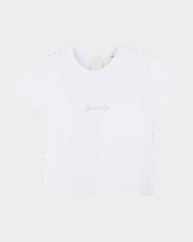 Givenchy Girl's Rhinestone Script Logo-Print T-Shirt, Size 4-6