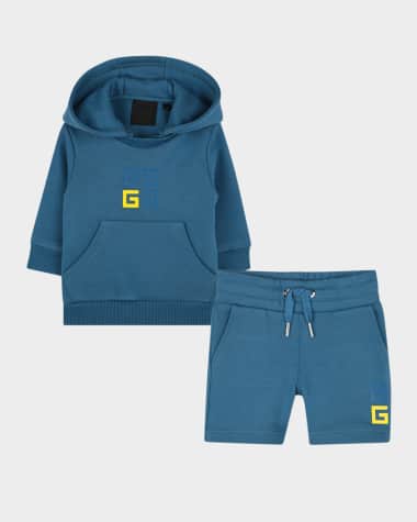 Givenchy Boy's Two-Piece Hoodie and Short Joggers Set, Size 12M-3