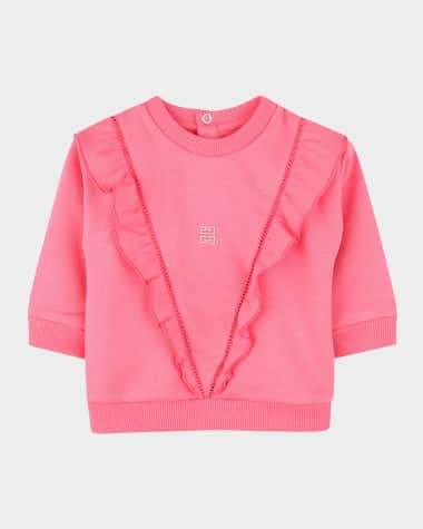 Givenchy Girl's Ruffle Trim 4G Sweatshirt, Size 12M-3