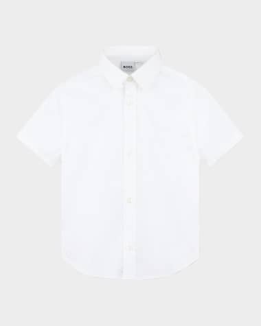 BOSS Boy's Logo Embroidered Button Down Shirt, Size 6-16