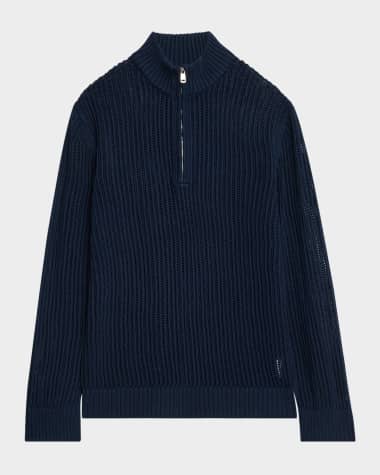 Frescobol Carioca Men's Maximo Cotton Knit Quarter-Zip Sweater