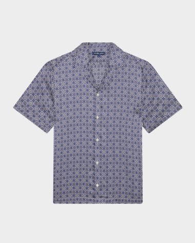 Frescobol Carioca Men's Roberto Angra Trelica Silk Camp Shirt