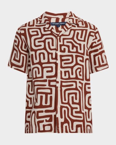 Frescobol Carioca Men's Roberto Linen Short-Sleeve Shirt