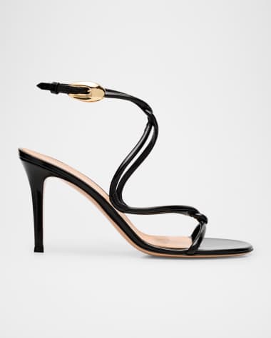 Gianvito Rossi Patent Serpent Twist Ankle-Strap Sandals