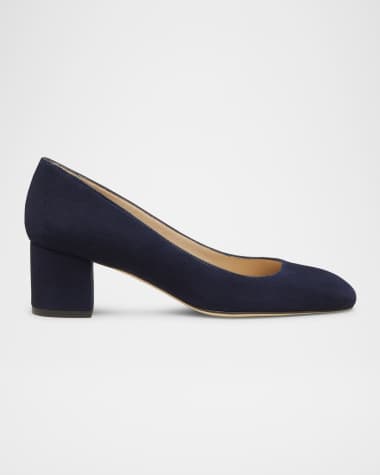 Stuart Weitzman Maeve Suede Block-Heel Pumps