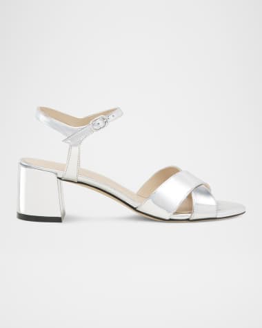 Stuart Weitzman Dayna Metallic Crisscross Ankle-Strap Sandals