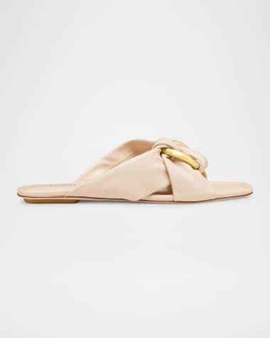 Stuart Weitzman Cece Twisted Leather Ring Slide Sandals