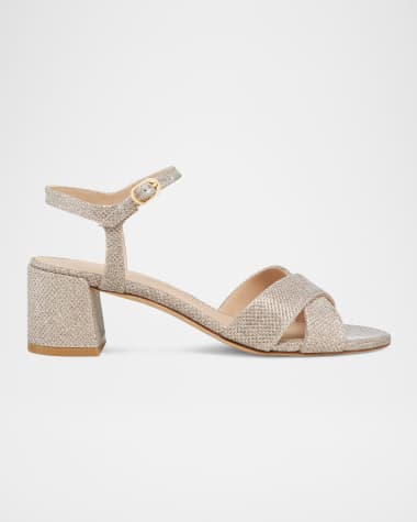 Stuart Weitzman Dayna Metallic Crisscross Ankle-Strap Sandals