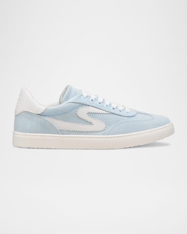 Stuart Weitzman Runaround Denim Leather Low-Top Sneakers