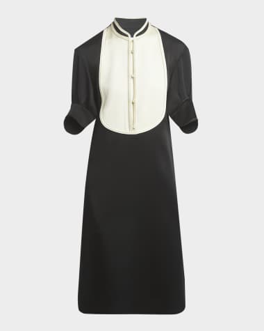 Jil Sander Collar Flared Midi ドレス Jil Sander Band-collar Midi Shirtdress In Blue | ModeSens
