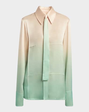 Jil Sander Ombre Satin Button-Down Shirt With Matching Tie