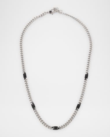 Givenchy Men's 4G Black and Silvery Small Chain Necklace
