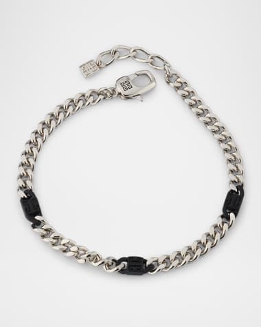 Givenchy Men's Black 4G Silvery Small Chain Bracelet