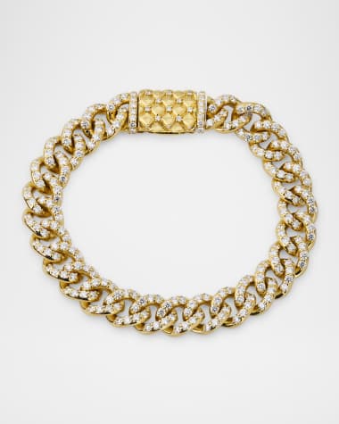 Neiman Marcus Diamonds 18K Yellow Gold Curb Link Diamond Bracelet, 7"L, 6.55tcw