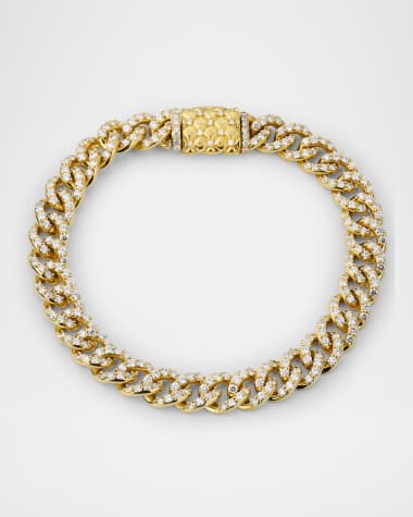 Neiman Marcus Diamonds 18K Yellow Gold Curb Link Diamond Bracelet, 8.5"L, 8.00tcw