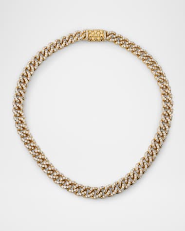 Neiman Marcus Diamonds 18K Yellow Gold Cuban Link Diamond Necklace, 16"L, 15.43
