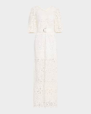 Sea Lumi Puff-Sleeve Eyelet Maxi Dress