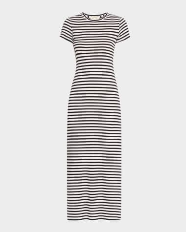 Nili Lotan Lucinda Striped Short-Sleeve Midi Dress