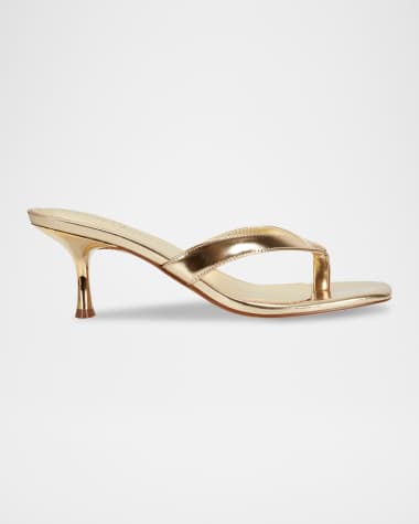Marc Fisher LTD Amele Metallic Kitten Thong Slide Sandals