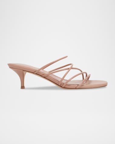Marc Fisher LTD Banna Strappy Leather Kitten Slide Sandals