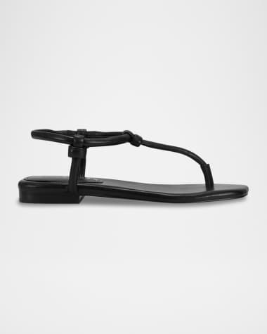 Marc Fisher LTD Tubular Leather T-Strap Flat Sandals