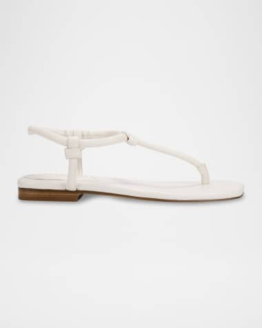 Marc Fisher LTD Maycee Tubular Leather T-Strap Flat Sandals