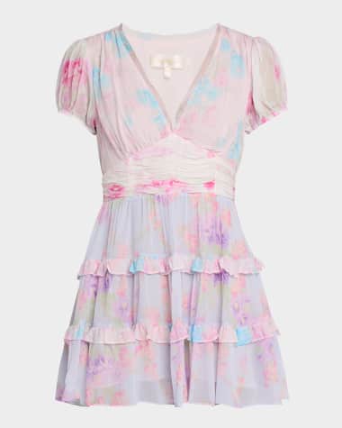LoveShackFancy Spirea Chiffon Mini Dress