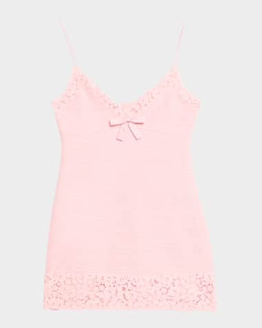 LoveShackFancy Meva Lace-Trim Tweed Mini Dress