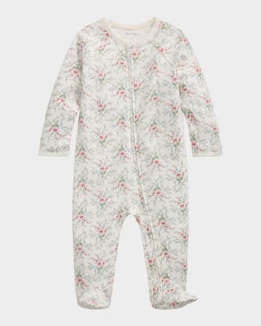Ralph Lauren Childrenswear Boy's Floral-Print Coverall, Size Newborn-9M