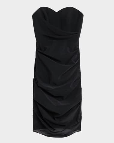 Alex Perry Strapless Tucked Power Mesh Dress