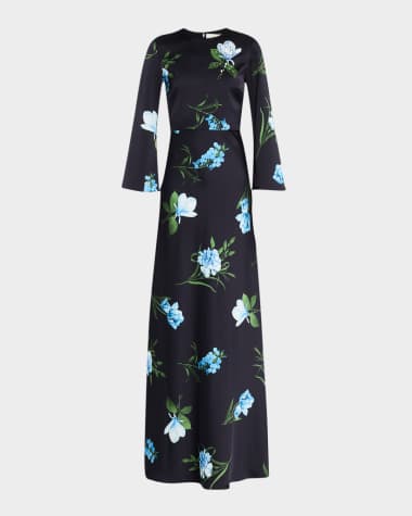 Sachin & Babi Alex Embellished Floral-Print Satin Crepe Gown