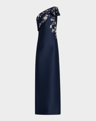 Sachin & Babi Olivia One-Shoulder Embellished Mikado Gown