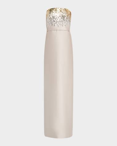 Sachin & Babi Phaedra Strapless Sequin Degrade Gown