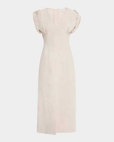 Apiece Apart Cap-Sleeve Flax Linen Maxi Dress