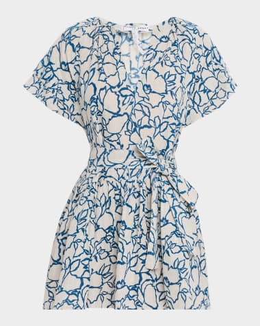 Apiece Apart Morgan Floral-Print Linen Mini Dress