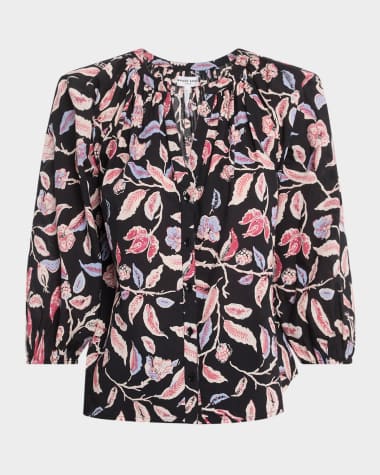 Apiece Apart Mitte Floral-Print Cotton Poplin Top