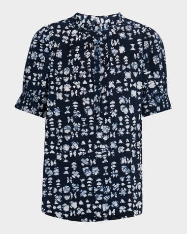 Apiece Apart Los Altos Abstract-Print Organic Cotton Top