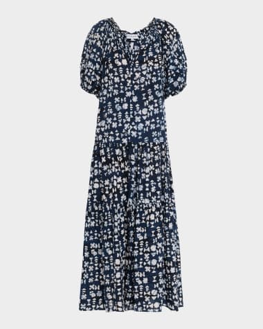 Apiece Apart Uva Tiered Abstract-Print Maxi Dress