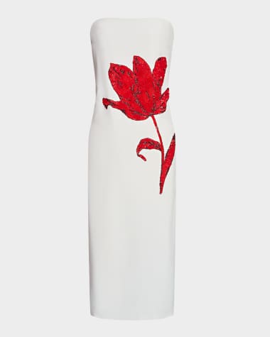 Halston Sylvie Strapless Sequined Midi Dress