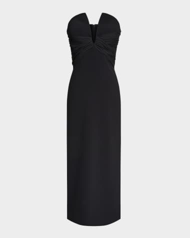 Halston Marguerite Strapless Plunge Midi Dress