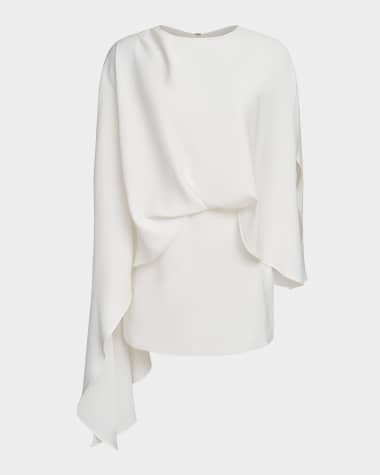 Halston Laure Asymmetric Draped Crepe Mini Dress